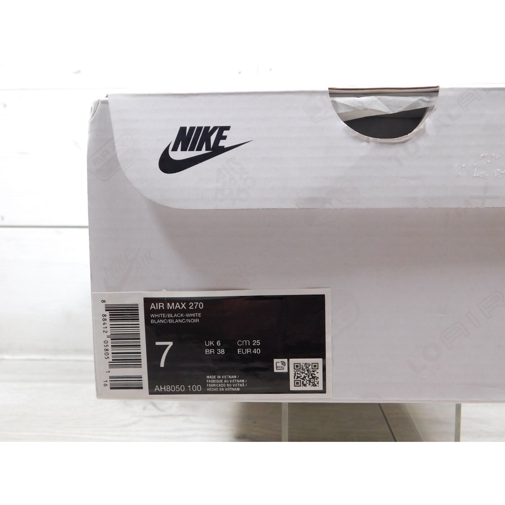 Nike Air Max 270 White Black Mens Size 7 US Running Shoes Sneakers AH8050-100 NI - Picture 10 of 11